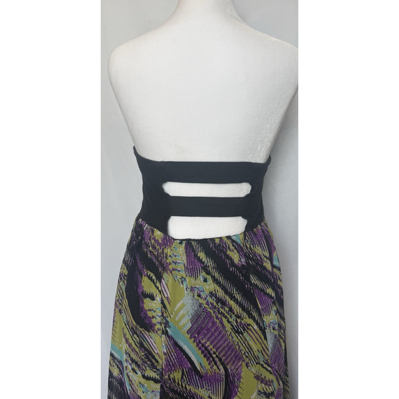 Y2K Strapless Asymmetrical Sheer Maxi Dress Size L Fairy Grunge Whimsigoth Flowy - Picture 6 of 9